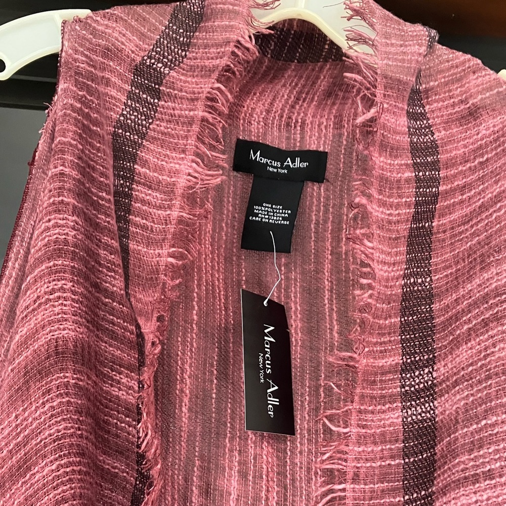 NWT Marcus Adler striped —1 size, sleeveless, frayed edge wrap, lightweight